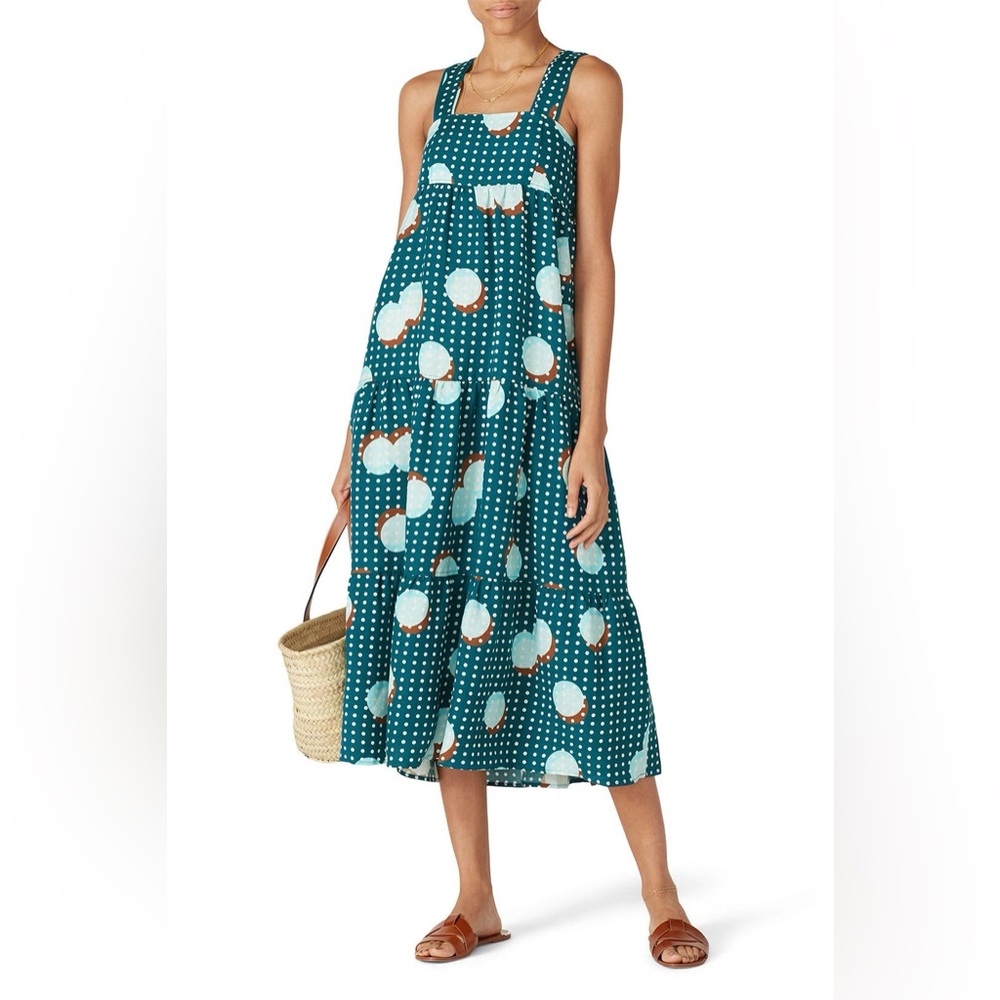 Hunter Bell Poppy Sleeveless Polka Dot Linen Blend Jumper Dress Size S Flawless